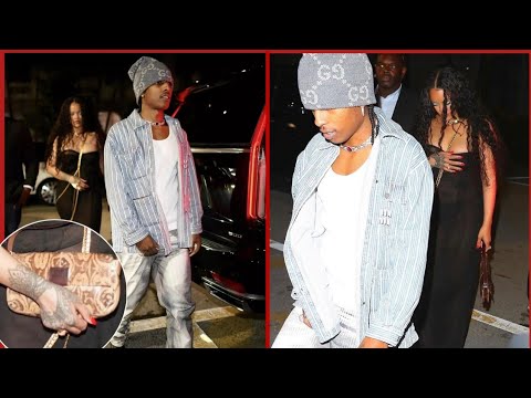 Rihanna Stuns In Strapless Black Dress Out For Dinner With ASAP Rocky In Miami