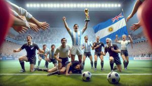 Realistic high-definition scene representing a historical moment where a team from Argentina triumphs over a team from New Zealand in a non-specified sport