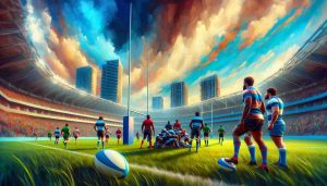 Generate a realistic HD image showcasing the anticipation of the upcoming New Rugby Europe Super Cup Matches. Visualize a pristine rugby field with prominent rugby posts standing tall against a promising horizon. Close by, paint a vivid scene of excited rugby players from different ethnicities including Hispanic, Black, Caucasian, and Middle-Eastern, eager to take on their forthcoming matches.