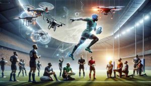 Realistic, high-definition image visualizing the future of rugby. Imagine a new era unfolding, with state-of-the-art technology seamlessly integrated into the sport, perhaps drones capturing game footage from unique angles or wearable technology enhancing player performance. Also, portray an inclusive scenario with players of diverse races and genders all actively participating in the game, promoting equality and diversity in the sport of rugby.