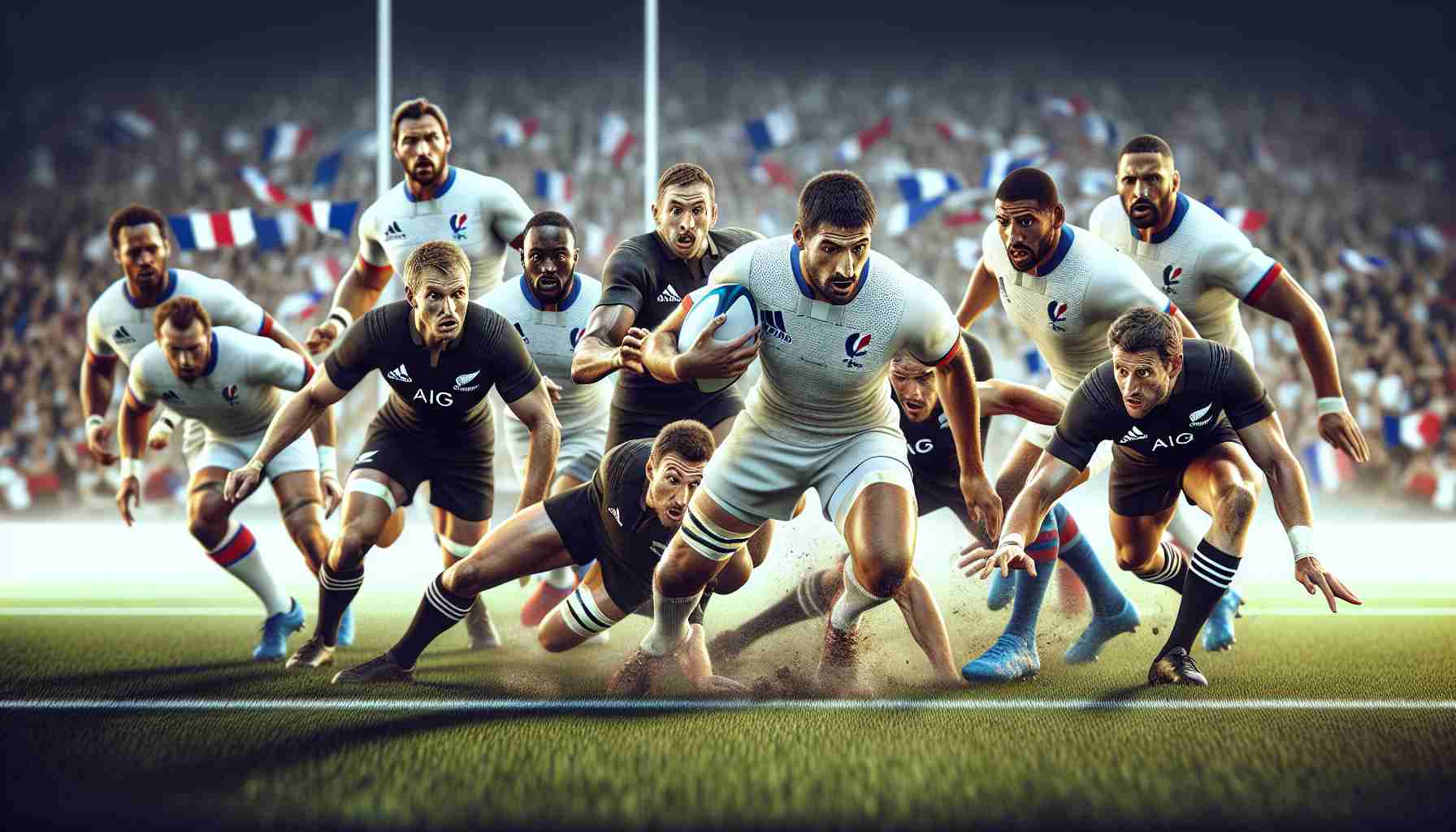 France and New Zealand Clash in Rugby Battle 