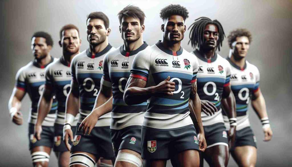 Realistic high-definition photo of a professionally geared up international rugby team, preparing for an upcoming sevens tournament. The players, exuding a sense of renewed confidence, come from diverse descents like Caucasian, Hispanic, Black, Middle-Eastern, and South Asian. They're in the midst of warm-up exercises, wearing modern rugby uniforms adorned with team badges and symbols. The image effectively captures the spirit of competition, camaraderie, and anticipation for the global tournament.