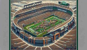 Generate a highly detailed and realistic image that represents Huntington Bank Field as a treasure trove of hidden gems. Show various sections of the stadium in vivid detail, emphasizing the diversity of experiences beyond just football that one can enjoy. Perhaps you can depict people engaged in numerous activities, enjoying different types of food, or simply reveling in the atmosphere of the place.