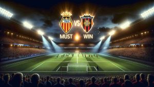 High definition image depicting an epic clash ahead in a must-win football showdown between two powerful teams. The field is perfectly groomed, under the bright floodlights, with a packed audience. Team logos float in the air indicating an upcoming match between Celta Vigo and Mallorca. Both emblems have a radiant glow, highlighting the tension and importance of the game. The atmosphere should exude anticipation and thrilling energy as the stage is set for the intense football contest.