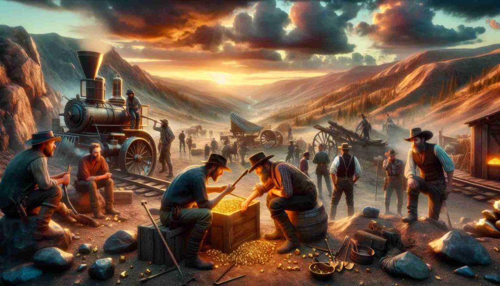 A high-definition, realistic image that portrays the drama and tension typical of a fictional show about gold prospecting. There should be signs of struggle and disagreement among the characters. Perhaps incorporate scenes of rugged landscapes, mining equipment, gold nuggets, and characters in heated discussion.