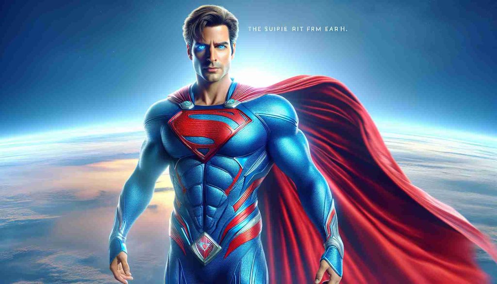 A strikingly realistic HD image of a superhero who is not from Earth. He possesses a physique of an athlete, adorned in a vibrant blue costume with red detailing and a large emblem on his chest. He is often depicted with a majestic red cape flowing behind him. This character has become an internet sensation due to an exciting trailer causing a surge in viewership statistics.