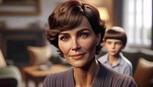 Realistic HD image of a notable female film star sharing a heartwarming insight. Express a moment of discovery where her child expresses a wish for privacy. Ensure the woman has a strong, elegant physique, with brunette hair and piercing eyes. The child has a stylish short haircut and a defiant, yet gentle demeanor. Background should be a cozy, private environment to emphasize the theme of privacy.