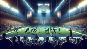 Generate an illustration depicting a high-stakes sports match, symbolizing an American team striving to break a long-standing championship losing streak. The scene is heated, with emotionally charged spectators cheering loudly in the background. The athletic arena is lit brightly, spotlighting the contenders on the field playing with grit and determination. Remember to add a visually conveying scoreboard highlighting the neck-to-neck scores to escalate the tension.