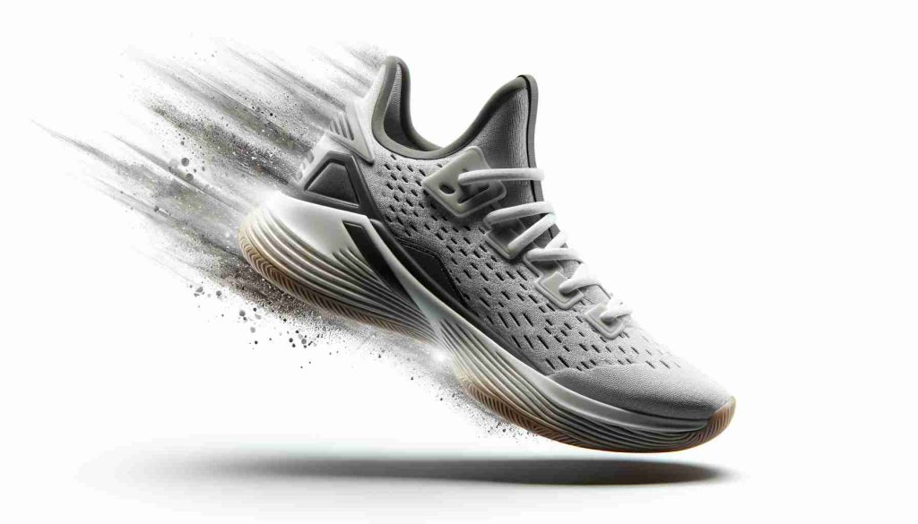 A realistic, high-definition image of a newly designed sneaker that's considered to be exciting. This particular design is highly anticipated and people are getting ready for its arrival. The sneaker has an energetic vibe and is known for being associated with a professional basketball player.