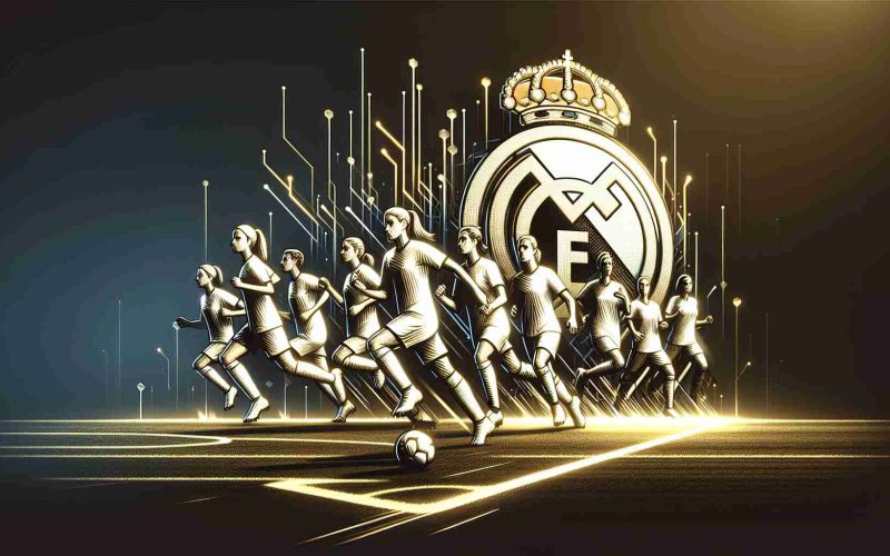 A high-resolution graphic representation of an intriguing upcoming match. The illustration symbolizes the soccer team associated with the hue of white and gold, often linked with a certain club from Madrid, preparing for an important game in a Spanish women's football competition, known as the Copa de la Reina. The atmosphere is tense with the expectancy of an energetic and competitive performance.