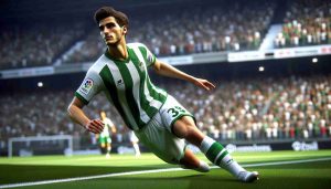 An ultra high definition photo of a significant moment in a football game. A footballer, with similar attributes to a noted Spanish midfielder, makes a spectacular play on the pitch. He sports short, brown hair and an athletic build, and is dressed in the green and white uniform typical of a Spanish football club. His actions on the field suggest that he might be turning the tide of the match in favor of his team. The crowd on the stadium is filled with anticipation and excitement about the outcome of this crucial game.