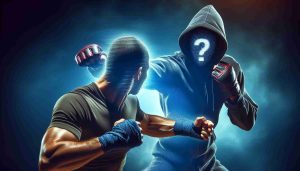 Provide a high-quality realistic image showing an unexpected twist in an unidentified martial artist's fight plan as a new competitor of unclear identity emerges.