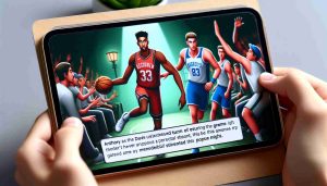 A vivid scenario depicting an unexpected turn of events during a game night. The focus of the story is a tall, athletically-built individual named 'Anthony Davis' who is known for his remarkable skill in a popular sport. Note that Anthony Davis is not a real person but a fictional character invented for this scenario.