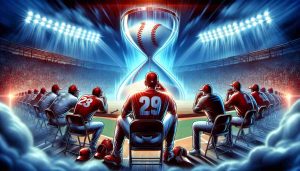 An image representing a suspenseful countdown to a big decision in the world of baseball. Show immense pressure building up as a major, unnamed team in red and white uniforms are contemplating a critical move. The impending decision has stirred a great deal of anticipation and buzz in the sports community. Make the scene look realistic and vibrant, with the tense atmosphere palpable and a sense of sporting suspense filling the air.