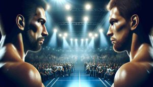 A realistic, high-definition illustration portraying an intense and epic showdown. Two competitors of equal skill and determination stand in a championship arena under bright lights, their eyes filled with determination. Spectators in the background eagerly anticipate the outcome. The atmosphere is filled with suspense, the gravity of the event palpable, and everyone is waiting to see who will ultimately claim the championship spot.