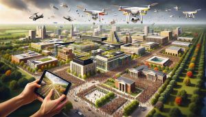 A high-definition, realistic depiction of Purdue's ambitious plan for 2027. Visualize a new era of learning unfolding with cutting-edge technology merged with traditional education. Imagine state-of-the-art buildings representing various departments, well-equipped modern classrooms, and outdoor spaces vibrant with diversity - bustling with students of all descents and genders. Picture drones flying overhead, capturing the essence of the plan, and the excitement of the students who are eager to embrace this new era. The overall atmosphere should suggest optimism, progress, and readiness for future challenges.