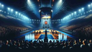 A high-definition, realistic image of the intense atmosphere of an impending basketball game. The court is beautifully lit, radiating with anticipation. The teams are unnamed, but can be seen in the far distance, warming up for an epic showdown. The fans are full of enthusiasm, with their faces mirroring the fervor for the upcoming game. The jumbotron in the center of the court displays bold, teasing countdown numbers.