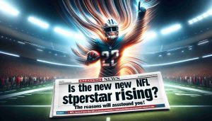 A stunning HD news headline depicting an emerging unspecified football star making waves in the National Football League. The headline reads, 'Is the New NFL Superstar Rising? The Reasons Will Astound You!'