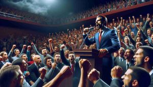 Realistic HD photo of a debate raging on about the legitimacy of a famous professional football player's candidacy to the Hall of Fame. The debate setting is in a sports auditorium with passionate fans expressing their views.