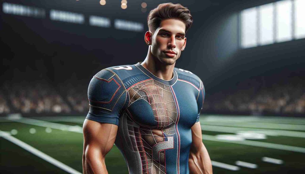 Realistic high-definition image of a star athlete, who, despite the intense physicality of their sport, doesn't show signs of significant injury concerns. The player, a Hispanic male with short brown hair and a solid build, is displayed in his active sports gear, showcasing his strength and endurance. The background should signify the sport he is participating in, like a football field or a basketball court.