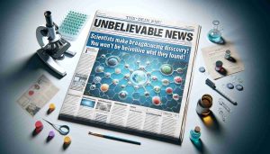 A realistic, high-definition photo of a newspaper or news website featuring a headline that reads: 'Unbelievable News: Scientists Make Groundbreaking Discovery! You Won't Believe What They Found!' The page also includes appropriate images to convey the sense of a significant scientific breakthrough, such as microscopes, research papers, test tubes, and lab coats.